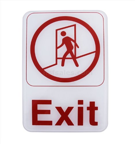 New Star Foodservice 56334 1-Piece 6"x 9" Sign, White, Plastic (Exit)