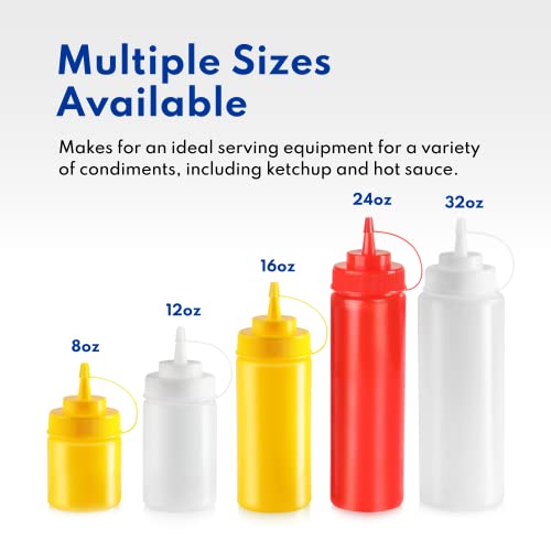New Star Foodservice 26283 Squeeze Bottles, Plastic, 8 oz, Red, Pack of 6