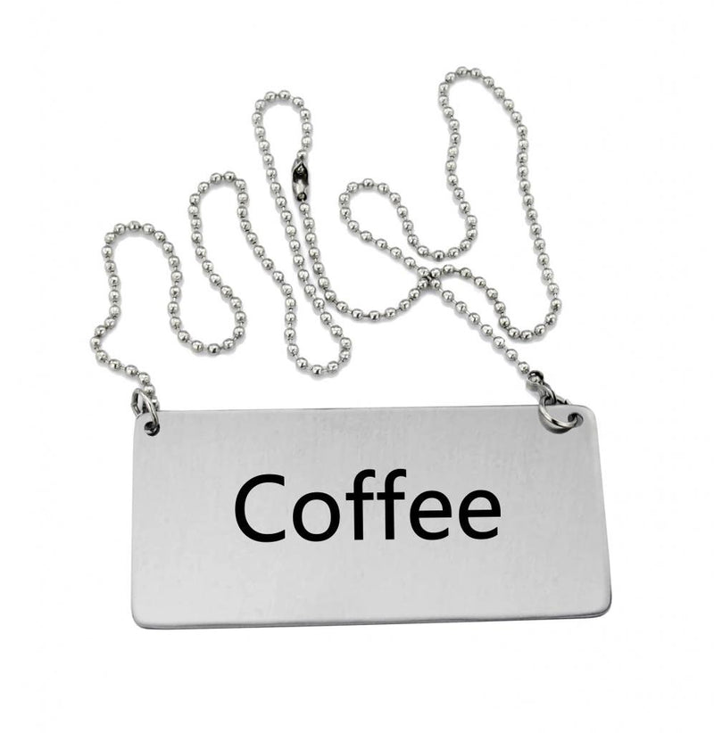 New Star Foodservice 27426 Stainless Steel Chain Sign, (Coffee), 3.5"x 1.5", Set of 2