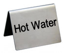 New Star Foodservice 27143 Stainless Steel Table Tent Sign,"Hot Water", 2-Inch by 2-Inch, Set of 6