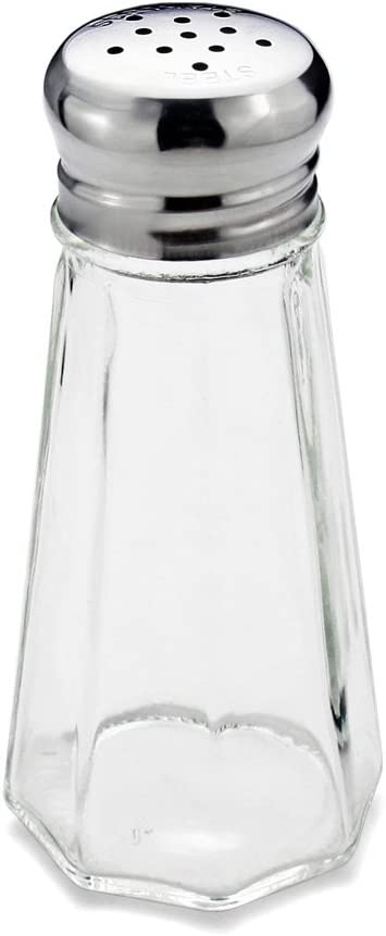 New Star Foodservice 22315 Glass Salt and Pepper Shaker with Stainless Steel Mushroom Top, 3-Ounce, Set of 12