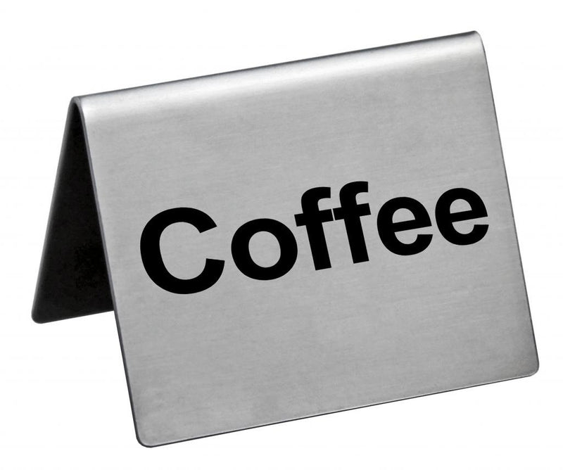 New Star Foodservice 27068 Stainless Steel Table Tent Sign,"Coffee", 2-Inch by 2-Inch, Set of 6