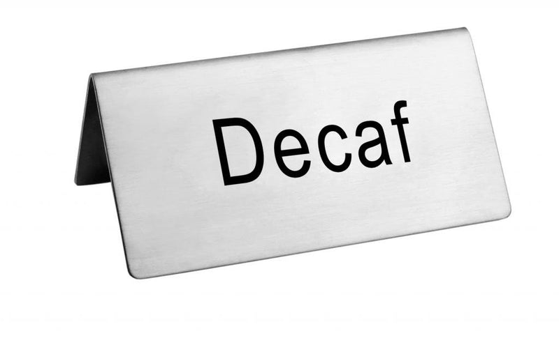 New Star Foodservice 27273 Stainless Steel Table Tent Sign, (Decaf), 3"x 1.5", Set of 6