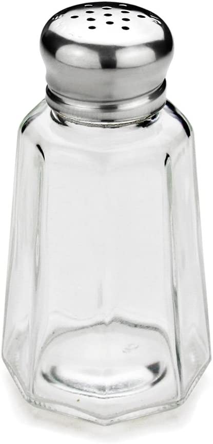 New Star Foodservice 22186 Glass Salt and Pepper Shaker with Stainless Steel Mushroom Top, 2-Ounce, Set of 12