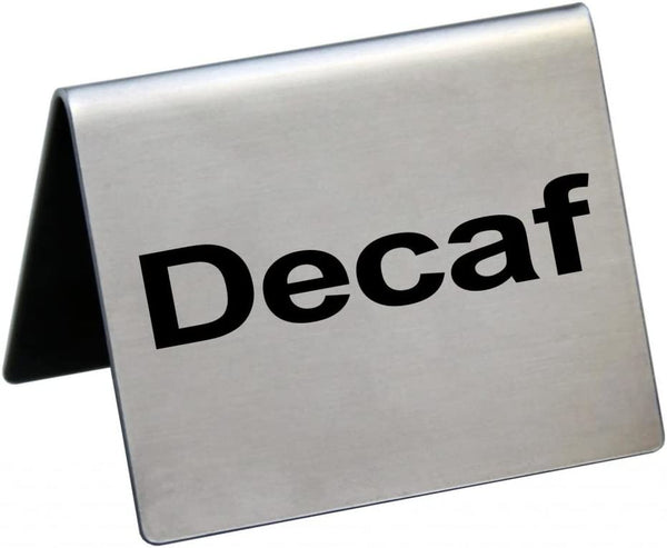 New Star Foodservice 27075 Stainless Steel Table Tent Sign, (Decaf), 2"x 2", Set of 2