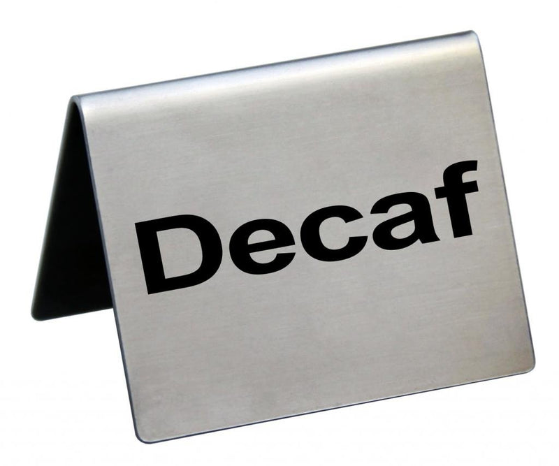 New Star Foodservice 27082 Stainless Steel Table Tent Sign,"Decaf", 2-Inch by 2-Inch, Set of 6