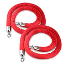 New Star Foodservice 54767 Red Velvet Stanchion Rope with Chrome Plated Hooks, 79.5-Inch, Set of 2
