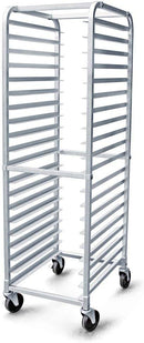 New Star Foodservice 36527 Commercial-Grade Aluminum 20-Tier Sheet Pan/Bun Pan Rack, 26" L x 20" W x 69" H with Brake Wheels