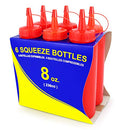 New Star Foodservice 26283 Squeeze Bottles, Plastic, 8 oz, Red, Pack of 6