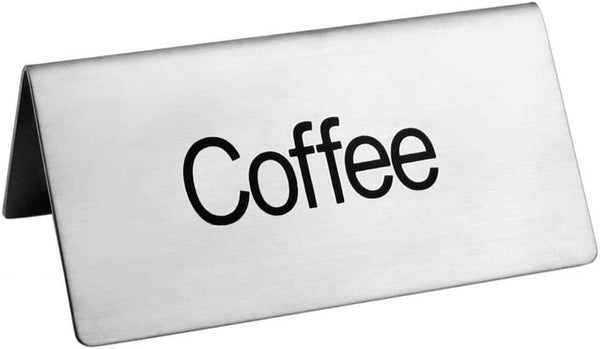 New Star Foodservice 27242 Stainless Steel Table Tent Sign, (Coffee), 3"x 1.5", Set of 2