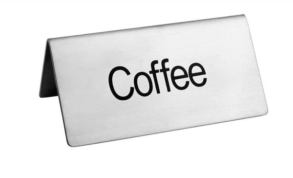 New Star Foodservice 27259 Stainless Steel Table Tent Sign, (Coffee), 3"x 1.5", Set of 6