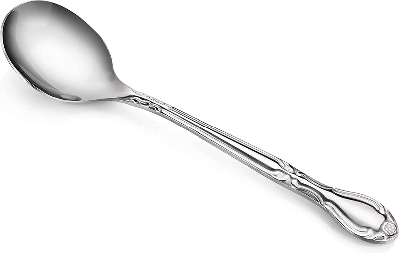 New Star Foodservice 58741 Rose Pattern, 18/0 Stainless Steel, Bouillon Spoon, 6.1-Inch, Set of 12