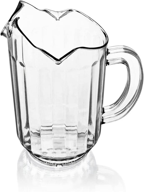 New Star Foodservice 46229 Polycarbonate Plastic Restaurant Water Pitcher with 3 Spouts, 60 oz, Clear