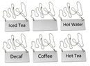 New Star Foodservice 27549 Stainless Steel Table Tent Chain Sign Combo, Includes (Coffee), (Decaf), (Hot Tea), (Iced Tea), (Hot Water), and (Blank), 3.5"x 1.5", Combo Set of 6