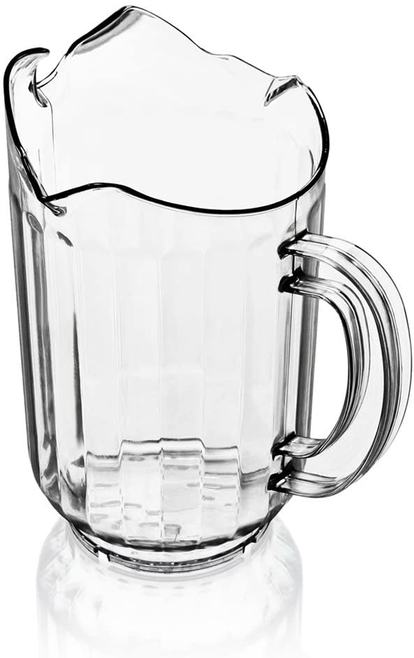 New Star Foodservice 46236 Polycarbonate Plastic Restaurant Water Pitcher with 3 Spouts, 60-Ounce, Clear, Set of 12