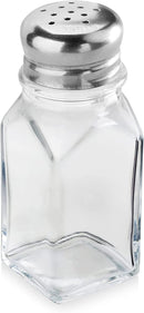New Star Foodservice 22100 Glass Salt and Pepper Shaker with Stainless Steel Mushroom Top, Square, 2-Ounce, Set of 12