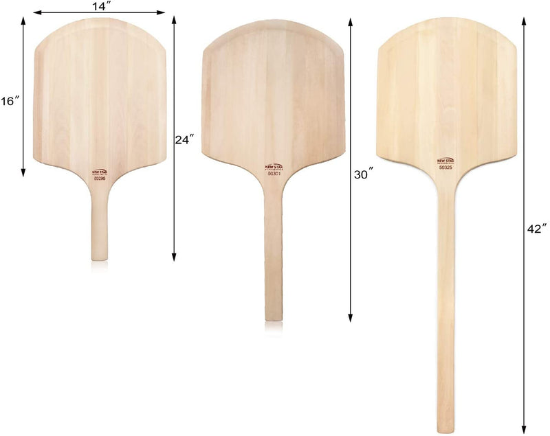 New Star Foodservice 50288 Restaurant-Grade Wooden Pizza Peel, 14" L x 14" W Plate, with 22" L Wooden Handle, 36" Overall Length