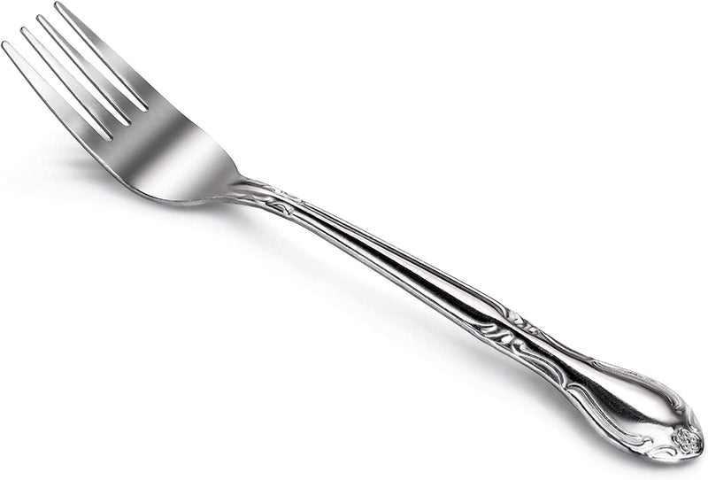 New Star Foodservice 58666 Rose Pattern, 18/0 Stainless Steel, Salad Fork, 6.2-Inch, Set of 12