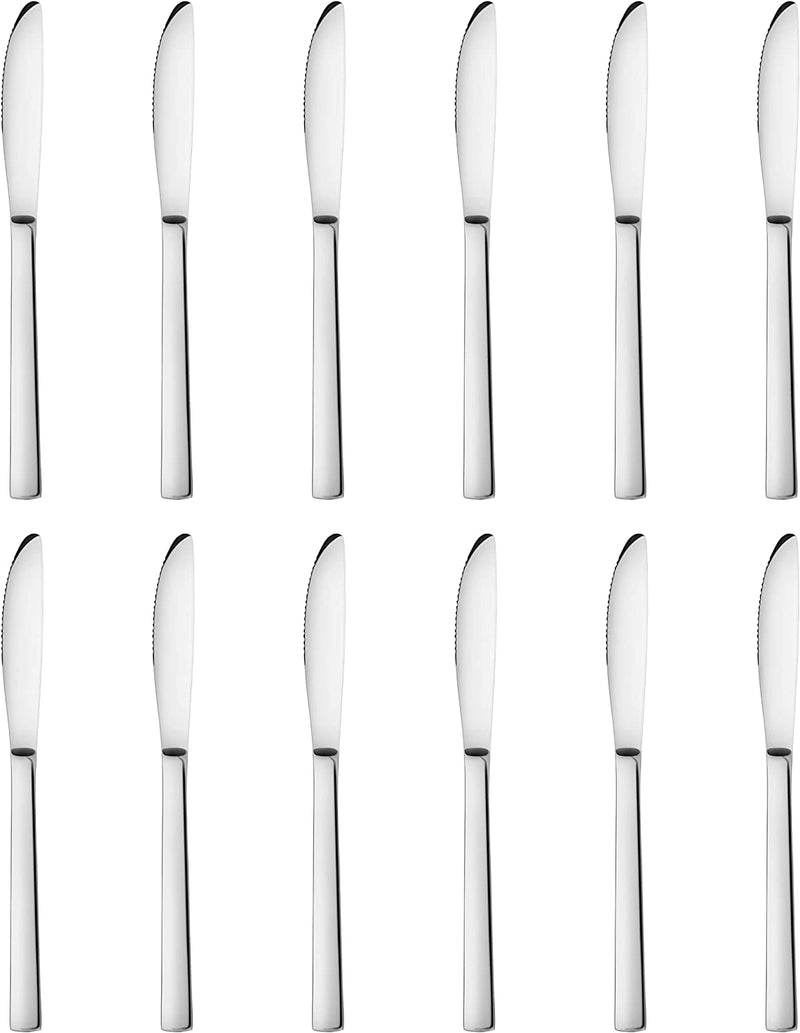 New Star Foodservice 58789 Windsor Pattern, 18/0 Stainless Steel, Dinner Knife, 8.2-Inch, Set of 12