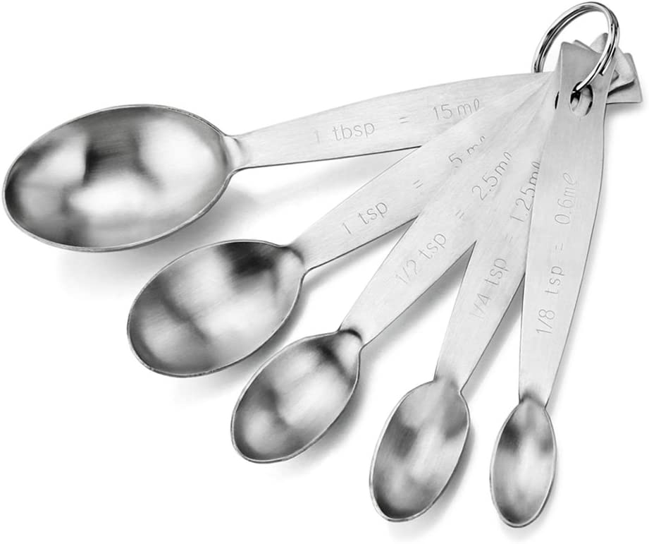 18/8 Stainless Steel Measuring Spoon Set of 9 Kitchen Measuring Spoons:  1/16 tsp,1/8 tsp,1/4 tsp,1/3 tsp,1/2 tsp,3/4 tsp,1 tsp,1/2 tbsp 1 tbsp for  Cooking Liquid and Solid Ingredients 