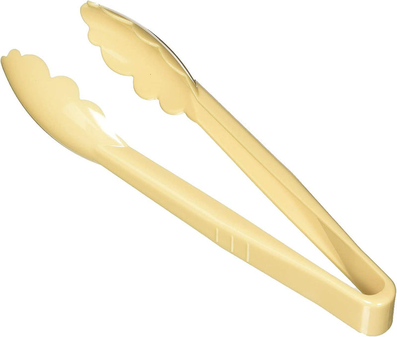 New Star Foodservice 35506 Utility Tong, High Heat Plastic, Scalloped, 12 inch, Set of 12, Beige