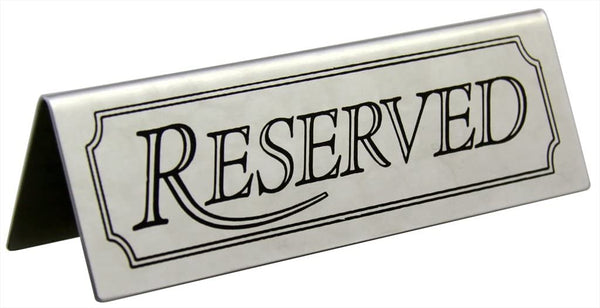 New Star Foodservice 26900 Stainless Steel Tent Sign (Reserved), 4.75"x 1.75", Set of 6