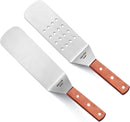 New Star Foodservice 43051 Wood Handle Flexible Grill Spatula Set, 14.5", Silver