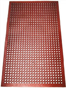 New Star Foodservice 54521 Commercial Grade Grease Resistant Anti-Fatigue Rubber Floor Mat, 36" x 60", Red