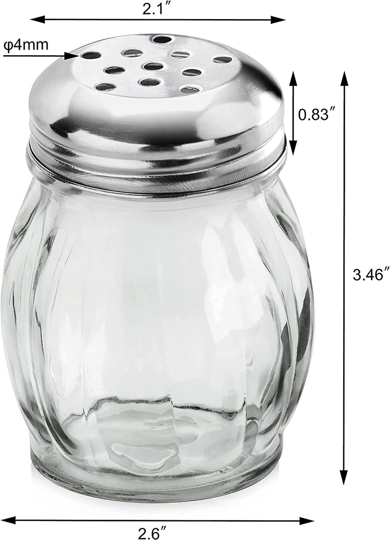 New Star Foodservice 22377 Glass Swirl Cheese Shaker with Stainless Steel Perforated Top, 6-Ounce, Set of 12