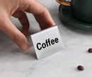 New Star Foodservice 27051 Stainless Steel Table Tent Sign, (Coffee), 2"x 2", Set of 2