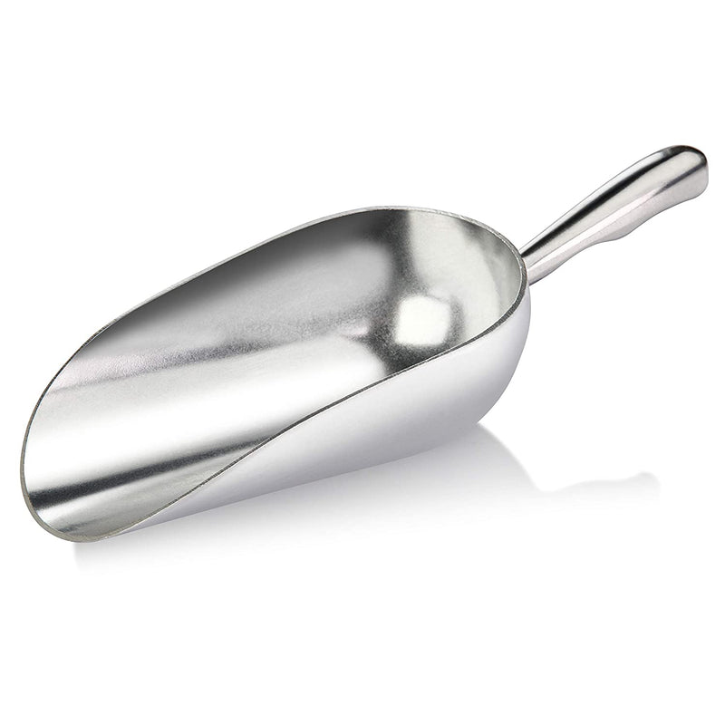 New Star Foodservice 34523 One-Piece Cast Aluminum Round Bottom Bar Ice Flour Utility Scoop, 12-Ounce, Silver (Hand Wash Only)