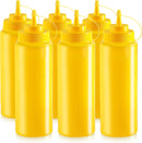 New Star Foodservice 26610 Plastic Squeeze Bottles with caps, Wide Mouth, 32 oz, Yellow, Pack of 6