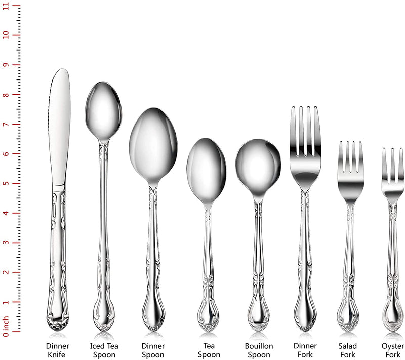 New Star Foodservice 58703 Rose Pattern, 18/0 Stainless Steel, Dinner Spoon, 7-Inch, Set of 12