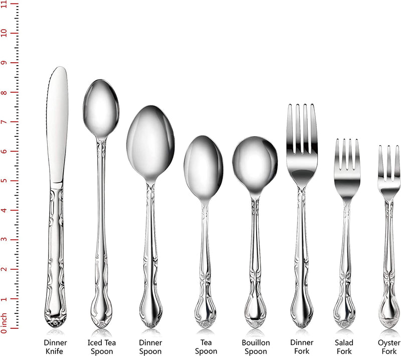 New Star Foodservice 58765 Stainless Steel Rose Pattern Iced Teaspoon 7.7-Inch Set of 12