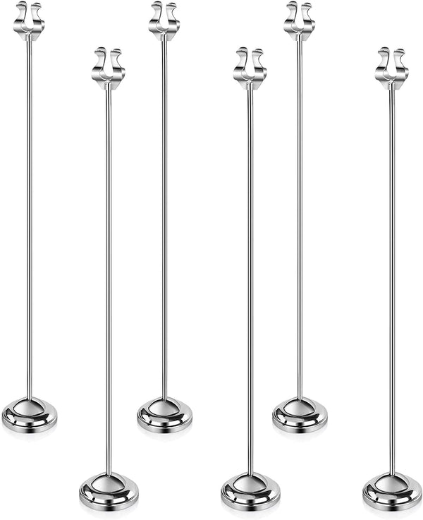 New Star Foodservice 27792 Stainless Steel Table Number Holder/Heavy Casting Base, Set of 6, 12-Inch