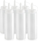 New Star Foodservice 26115 Squeeze Bottles, Plastic, 8 oz, Clear, Pack of 6