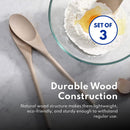 New Star Foodservice 42603 Classic Wood Kitchen Spoons Mixing Spoons, Light Yellow, Set of 3