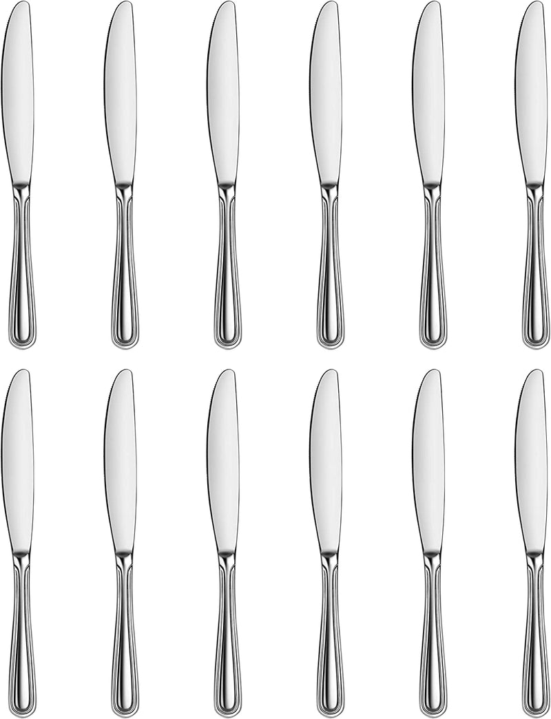 New Star Foodservice 58000 Slimline Pattern, 18/0 Stainless Steel, 90 Grams Heavy Duty Dinner Knife, 9-Inch, Set of 12