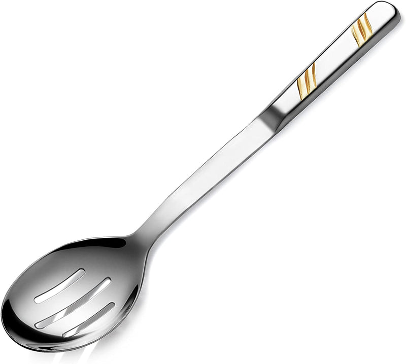 New Star Foodservice 52367 Hollow Handle Slotted Serving Spoon, 12", Gold