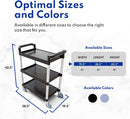 New Star Foodservice 54569 350-Pound Plastic 3-Tier Utility Bus Cart with Locking Casters, 42.5 "x19.5" x 38.5", Gray