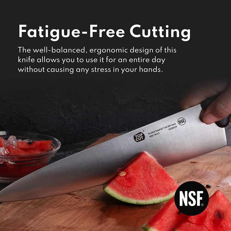 Top Cut By New Star Foodservice 1029260 Swedish Sandvik 14C28N Steel Chef Knife, 10-Inch