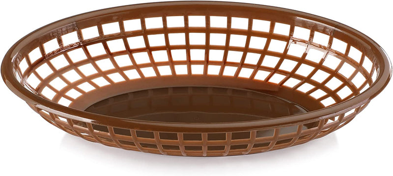 New Star Foodservice 44102 Fast Food Baskets, 9 1/4-Inch x 6-Inch Oval, Set of 12, Brown