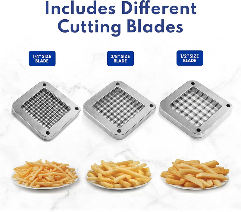 Stainless Steel 2-Blade French Fry Potato Cutter With No-Slip Suction Base