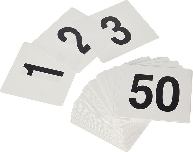 New Star Foodservice 23176 1 to 50-Double Side Plastic Table Numbers, 4 by 4 Black on, White