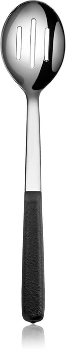 New Star Foodservice 52169 Hollow Cool Touch Coating Handle Slotted Serving Spoon, 12", Silver