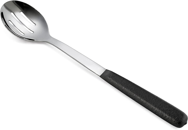 New Star Foodservice 52169 Hollow Cool Touch Coating Handle Slotted Serving Spoon, 12", Silver
