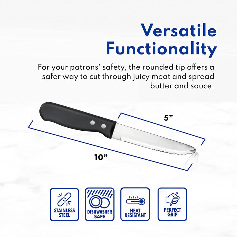 Choice 5 Jumbo Stainless Steel Steak Knife with Wood Handle - 12/Case