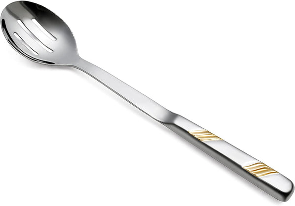 New Star Foodservice 52367 Hollow Handle Slotted Serving Spoon, 12", Gold