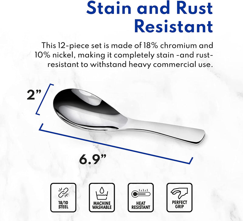 New Star Foodservice 1029062 Extra Heavy Duty Stainless Steel 18/10 Soup Spoons, Set of 12