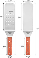 New Star Foodservice 43051 Wood Handle Flexible Grill Spatula Set, 14.5", Silver